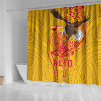 American Samoa Fautasi Race Shower Curtain Aeto Pago Pago with Eagle Samoan Tribal Patterns