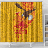 American Samoa Fautasi Race Shower Curtain Aeto Pago Pago with Eagle Samoan Tribal Patterns