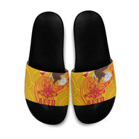 American Samoa Fautasi Race Slide Sandals Aeto Pago Pago with Eagle Samoan Tribal Patterns
