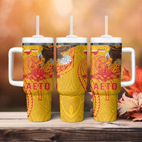 American Samoa Fautasi Race Tumbler With Handle Aeto Pago Pago with Eagle Samoan Tribal Patterns LT03 - Polynesian Pride