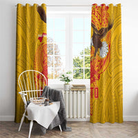 American Samoa Fautasi Race Window Curtain Aeto Pago Pago with Eagle Samoan Tribal Patterns