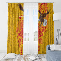 American Samoa Fautasi Race Window Curtain Aeto Pago Pago with Eagle Samoan Tribal Patterns