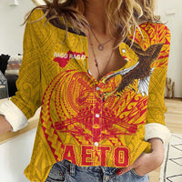 Personalized American Samoa Fautasi Race Women Casual Shirt Aeto Pago Pago with Eagle Samoan Tribal Patterns LT03 Female Multicolor - Polynesian Pride