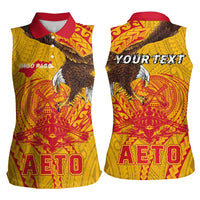 Personalized American Samoa Fautasi Race Women Sleeveless Polo Shirt Aeto Pago Pago with Eagle Samoan Tribal Patterns LT03 - Polynesian Pride