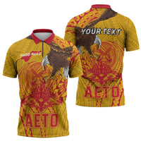Personalized American Samoa Fautasi Race Zipper Polo Shirt Aeto Pago Pago with Eagle Samoan Tribal Patterns