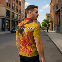 Personalized American Samoa Fautasi Race Zipper Polo Shirt Aeto Pago Pago with Eagle Samoan Tribal Patterns