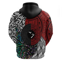 Tonga and New Zealand Together Hoodie Tongan Kupesi Ngatu Tattoo and Maori Paua Shell Pattern