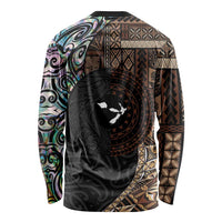 Samoa and New Zealand Together Long Sleeve Shirt Siapo Motif and Maori Paua Shell Pattern LT03 - Polynesian Pride