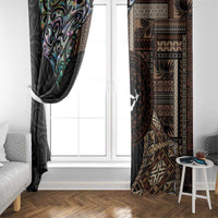 Samoa and New Zealand Together Window Curtain Siapo Motif and Maori Paua Shell Pattern