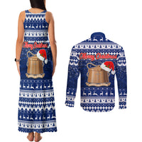 Tokelau Christmas Couples Matching Tank Maxi Dress and Long Sleeve Button Shirt Santa Claus Tokelau Flag and Coat of Arms with Polynesian Pattern LT03 - Polynesian Pride