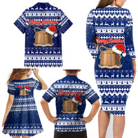 Tokelau Christmas Family Matching Long Sleeve Bodycon Dress and Hawaiian Shirt Santa Claus Tokelau Flag and Coat of Arms with Polynesian Pattern LT03 - Polynesian Pride