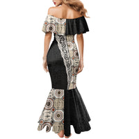 Tukenny Pattern Fijian War Clubs Mix Tapa Tribal Family Matching Mermaid Dress and Hawaiian Shirt LT03 - Polynesian Pride