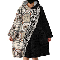 Tukenny Pattern Fijian War Clubs Mix Tapa Tribal Wearable Blanket Hoodie LT03 - Polynesian Pride