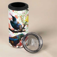 New Zealand Pohutukawa Tui Bird 4 in 1 Can Cooler Tumbler Kowhai Version