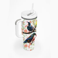 New Zealand Pohutukawa Tui Bird Tumbler With Handle Kowhai Version