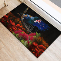 New Zealand ANZAC Day Rubber Doormat Pohutukawa Flower and Tui Bird LT03 - Polynesian Pride