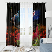 New Zealand ANZAC Day Window Curtain Pohutukawa Flower and Tui Bird LT03 - Polynesian Pride