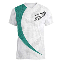 Custom New Zealand Football Women V-Neck T-Shirt Go All Silver Ferns - Towards World Cup 2026