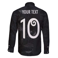 Custom New Zealand Rugby Family Matching Long Sleeve Bodycon Dress and Hawaiian Shirt All Silver Ferns Blacks