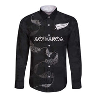 Custom New Zealand Rugby Long Sleeve Button Shirt All Silver Ferns Blacks
