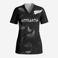 Custom New Zealand Rugby Scrub Top All Silver Ferns Blacks - Polynesian Pride