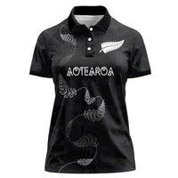 Custom New Zealand Rugby Women Polo Shirt All Silver Ferns Blacks