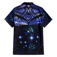 New Zealand Matariki Family Matching Off The Shoulder Long Sleeve Dress and Hawaiian Shirt Maori Pattern and Matariki Sky Night LT03 - Polynesian Pride