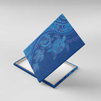Hawaiian Turtles and Polynesian Art Tattoo Canvas Wall Art Ocean Abyss LT03 With Frame Blue - Polynesian Pride