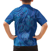 Hawaiian Turtles and Polynesian Art Tattoo Family Matching Short Sleeve Bodycon Dress and Hawaiian Shirt Ocean Abyss