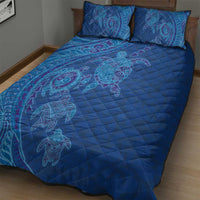 Hawaiian Turtles and Polynesian Art Tattoo Quilt Bed Set Ocean Abyss