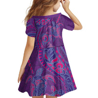 Hawaiian Turtles and Polynesian Art Tattoo Family Matching Long Sleeve Bodycon Dress and Hawaiian Shirt Dusky Violet