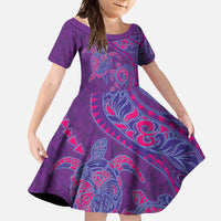 Hawaiian Turtles and Polynesian Art Tattoo Family Matching Tank Maxi Dress and Hawaiian Shirt Dusky Violet