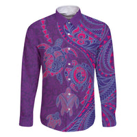 Hawaiian Turtles and Polynesian Art Tattoo Family Matching Tank Maxi Dress and Hawaiian Shirt Dusky Violet