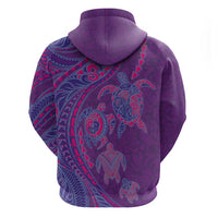 Hawaiian Turtles and Polynesian Art Tattoo Hoodie Dusky Violet