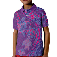 Hawaiian Turtles and Polynesian Art Tattoo Kid Polo Shirt Dusky Violet