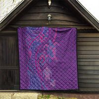 Hawaiian Turtles and Polynesian Art Tattoo Quilt Dusky Violet