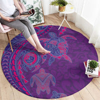 Hawaiian Turtles and Polynesian Art Tattoo Round Carpet Dusky Violet LT03 - Polynesian Pride