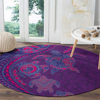 Hawaiian Turtles and Polynesian Art Tattoo Round Carpet Dusky Violet LT03 - Polynesian Pride
