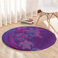 Hawaiian Turtles and Polynesian Art Tattoo Round Carpet Dusky Violet LT03 - Polynesian Pride
