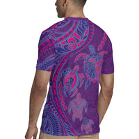 Hawaiian Turtles and Polynesian Art Tattoo Rugby Jersey Dusky Violet