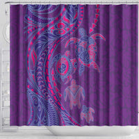 Hawaiian Turtles and Polynesian Art Tattoo Shower Curtain Dusky Violet LT03 - Polynesian Pride