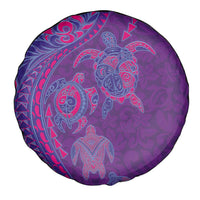 Hawaiian Turtles and Polynesian Art Tattoo Spare Tire Cover Dusky Violet