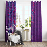 Hawaiian Turtles and Polynesian Art Tattoo Window Curtain Dusky Violet