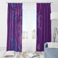 Hawaiian Turtles and Polynesian Art Tattoo Window Curtain Dusky Violet