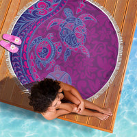 Hawaiian Turtles and Polynesian Art Tattoo Beach Blanket Cerise