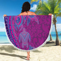 Hawaiian Turtles and Polynesian Art Tattoo Beach Blanket Cerise