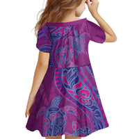 Hawaiian Turtles and Polynesian Art Tattoo Family Matching Long Sleeve Bodycon Dress and Hawaiian Shirt Cerise