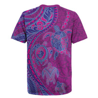Hawaiian Turtles and Polynesian Art Tattoo Rugby Jersey Cerise