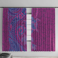Hawaiian Turtles and Polynesian Art Tattoo Window Curtain Cerise