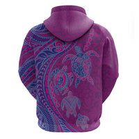 Hawaiian Turtles and Polynesian Art Tattoo Zip Hoodie Cerise